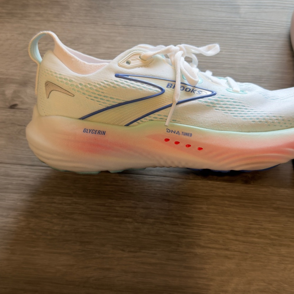 Brooks White and Blue Athletic Sneakers - Picture 2 of 6